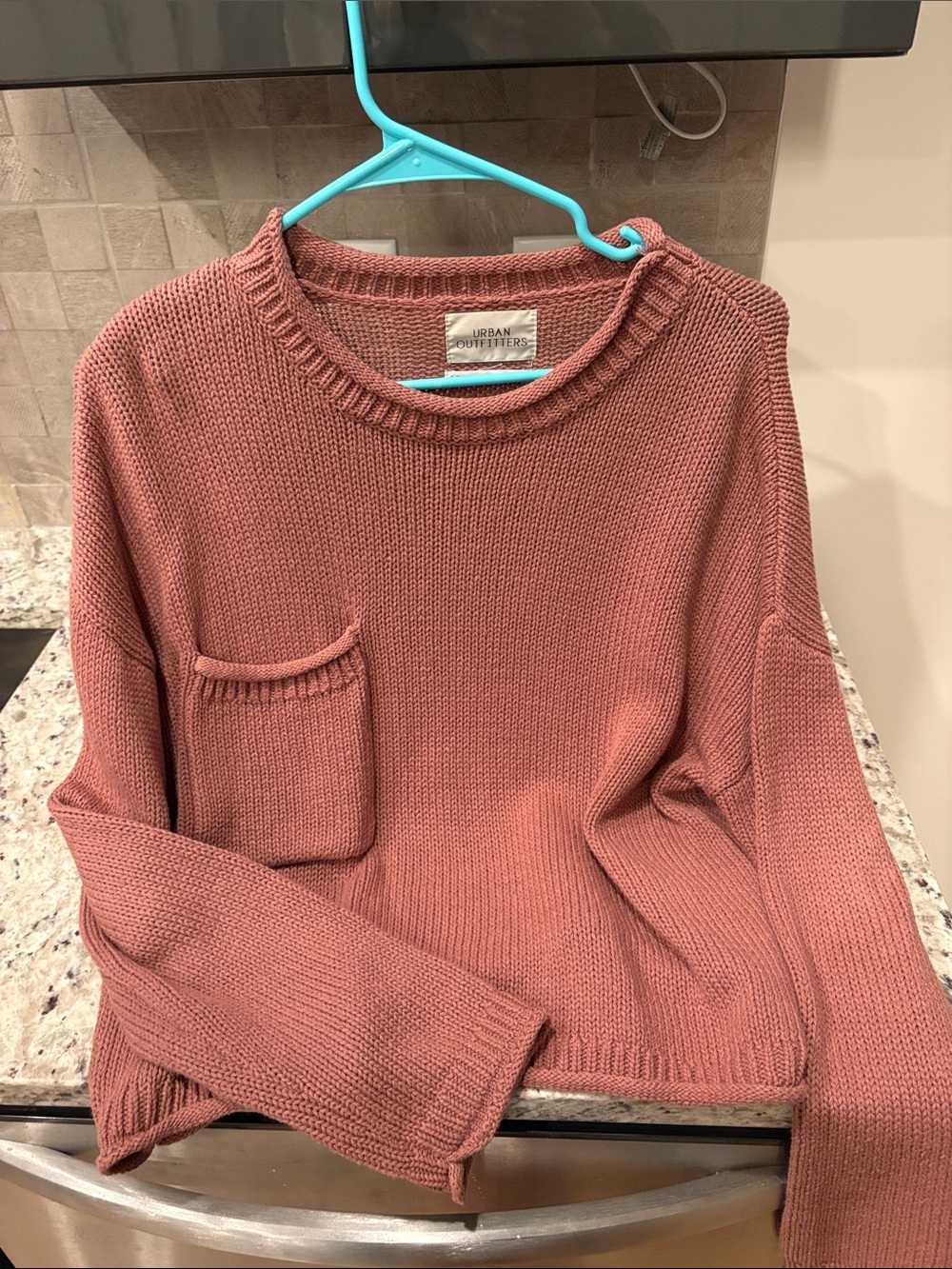 Urban Outfitters Rosewood/ maroon Crewneck Pocket Sweater